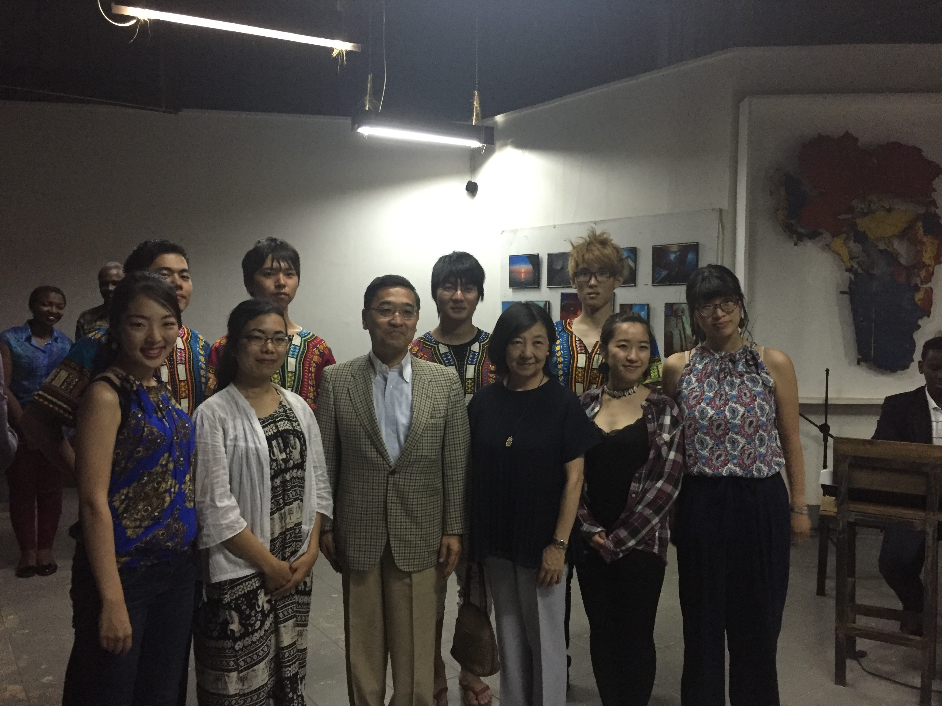Ambassador Miyashita and Mrs. Miyashita with Japanese university students