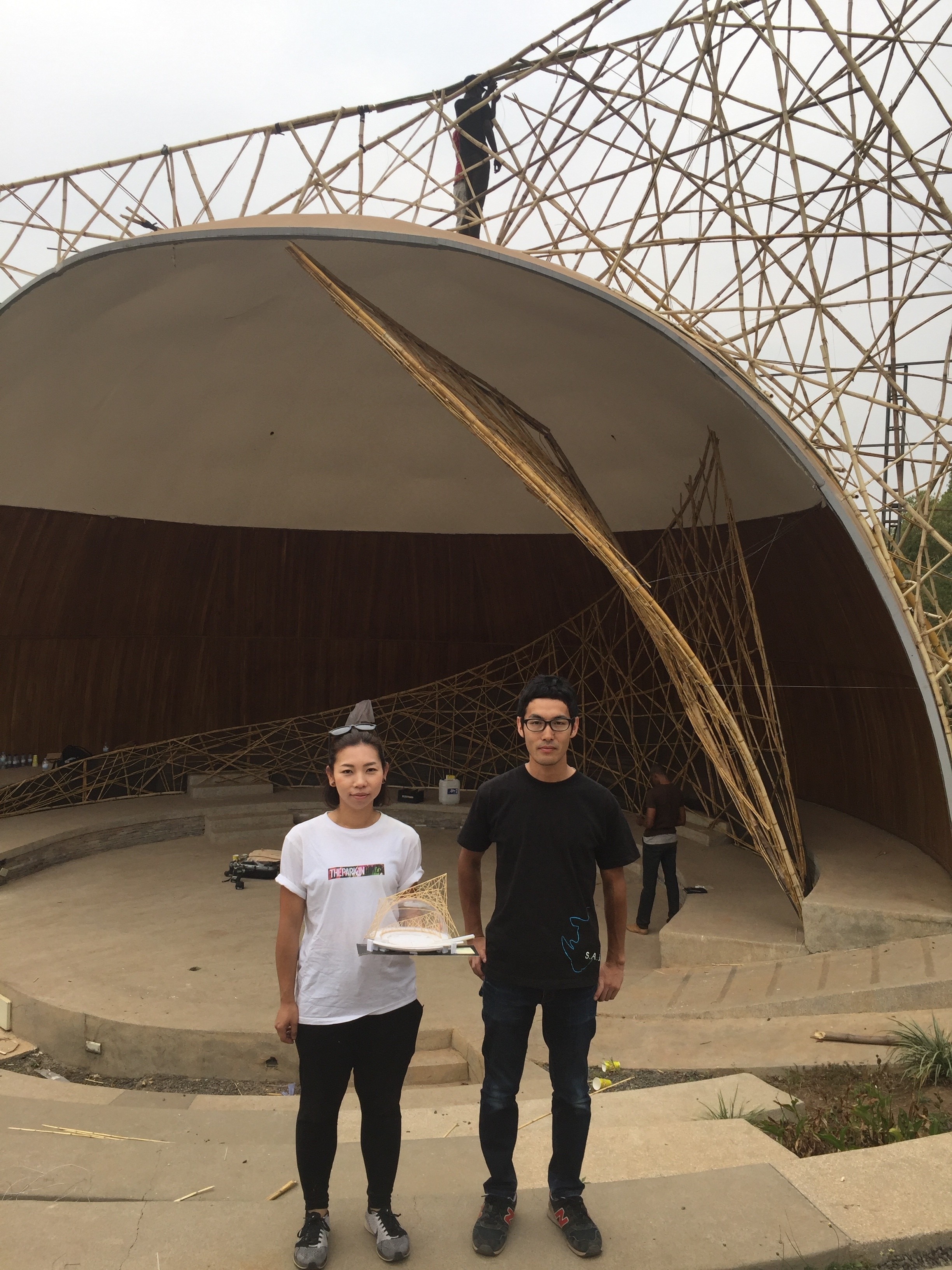 Mr. Sakamoto and Ms. Fukushima at work