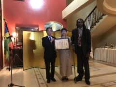 Mr. and Mrs. Rdashingwa with Ambassador MIyashita at the ceremony