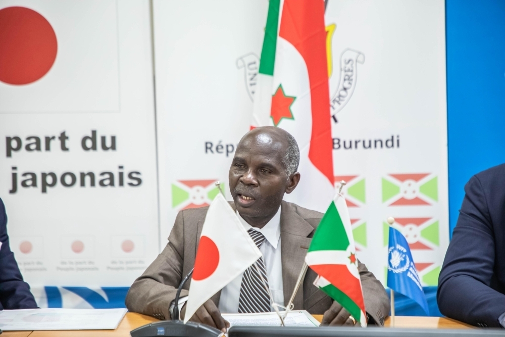 Mr. Bernard Ntahiraja giving speech